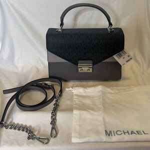 Michael Kors Black and Gray Satchel with Chain Strap